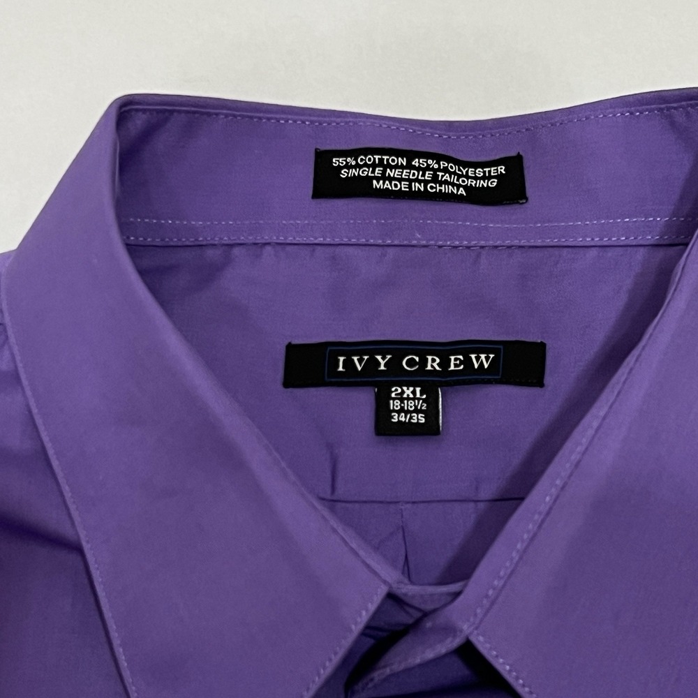 Ivy Crew Long Sleeve Button Up Dress Shirt Purple Men Size 2XL 18-18.5 34/35 - Picture 6 of 9
